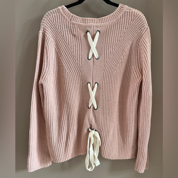 Harper Heritage Pullover Sweater - Soft Rose Pink - Ties in back - Size M - NWT - Picture 2 of 6